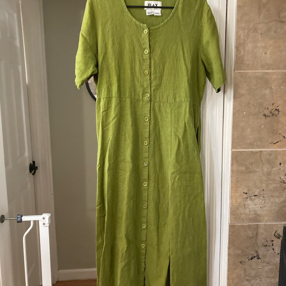 Flax Linen Green Dress